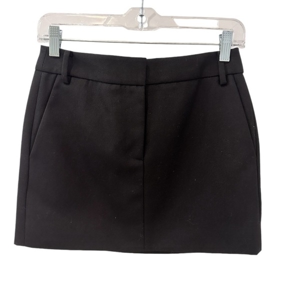 Tibi Black Wool-Blend A-Line Mini Skirt with Pockets Size 00 NWT - Picture 1 of 10